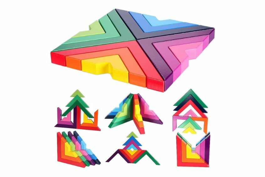 lewo wooden rainbow stacking game